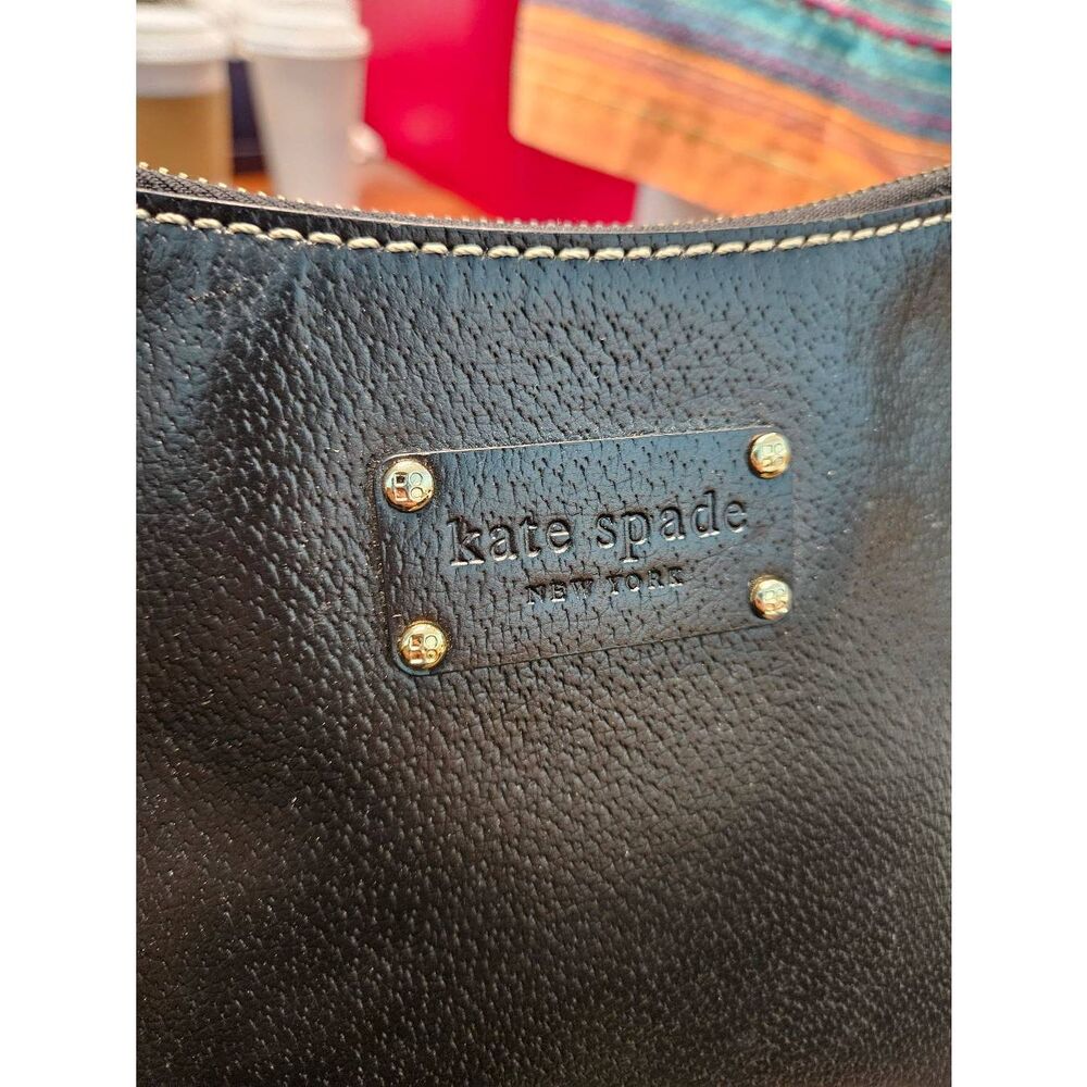 Kate Spade Black Leather Hobo Shoulder Bag Vintage 13x9x3 - Picture 7 of 12